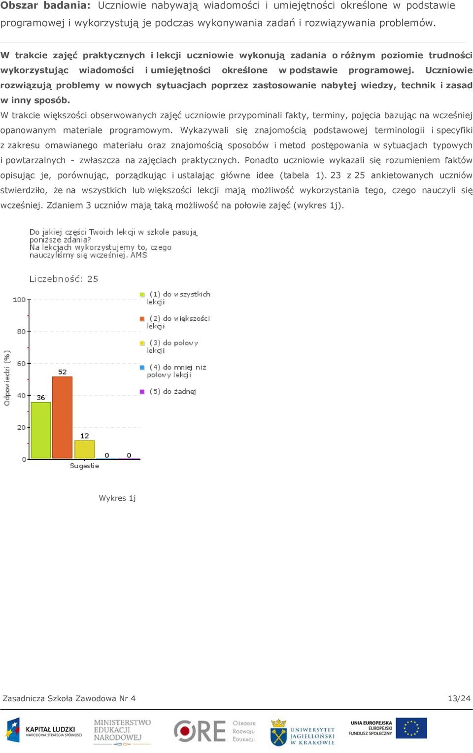 Uczniowie rozwiązują problemy w nowych sytuacjach poprzez zastosowanie nabytej wiedzy, technik i zasad w inny sposób.