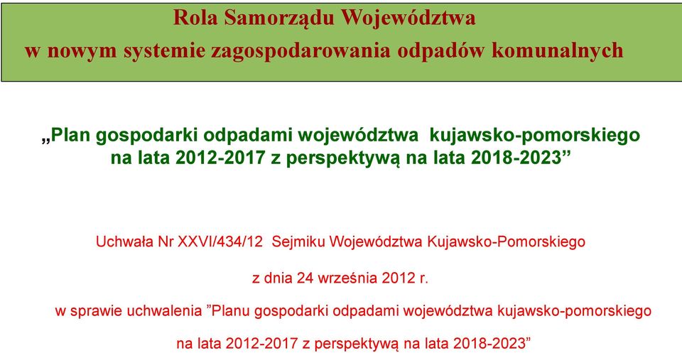 XXVI/434/12 Sejmiku Województwa Kujawsko-Pomorskiego z dnia 24 września 2012 r.