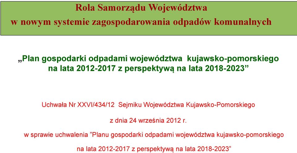 XXVI/434/12 Sejmiku Województwa Kujawsko-Pomorskiego z dnia 24 września 2012 r.