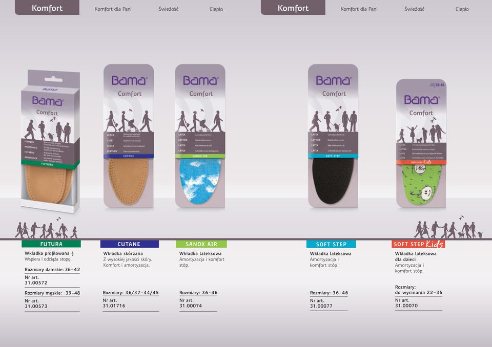 Rozmiary: 36/37-44/45 Wkładka lateksowa Amortyzacja i komfort stóp.