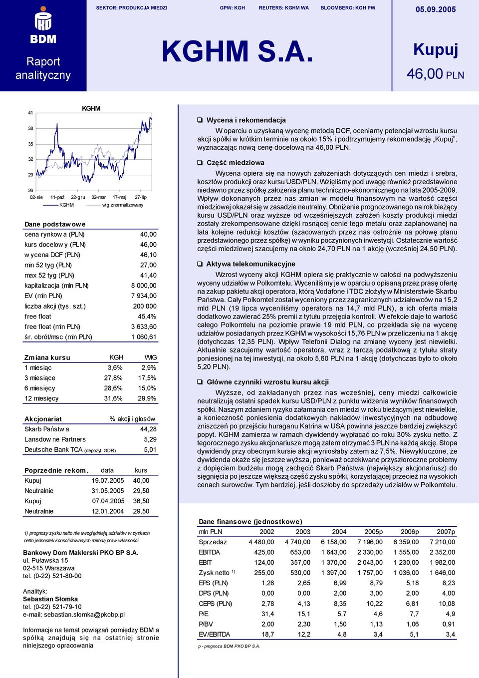 podtrzymujemy rekomendacjê Kupuj, wyznaczaj¹c now¹ cenê docelow¹ na 46,00 PLN.