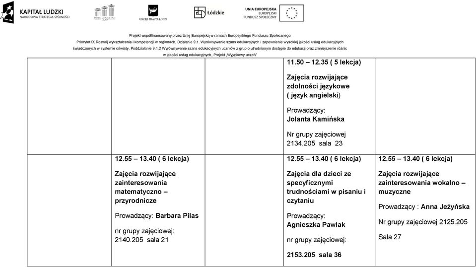 205 sala 23 matematyczno przyrodnicze Barbara Pilas 2140.