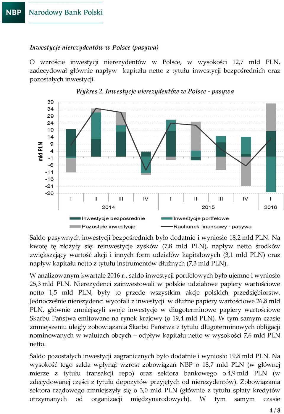 Na kwotę tę złożyły się: reinwestycje zysków (7,8 mld PLN), napływ netto środków zwiększający wartość akcji i innych form udziałów kapitałowych (3,1 mld PLN) oraz napływ kapitału netto z tytułu