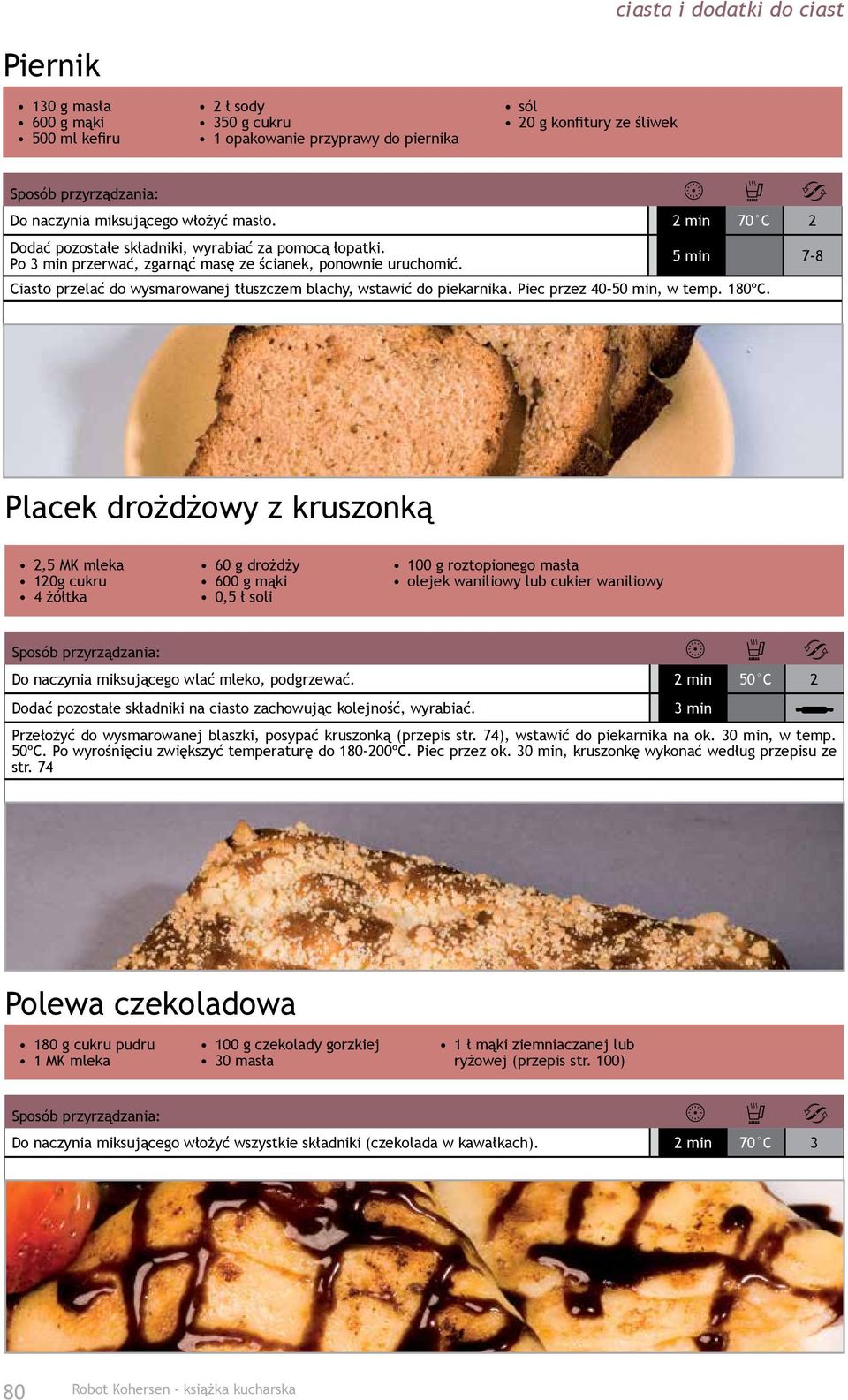 5 min 7-8 Ciasto przelać do wysmarowanej tłuszczem blachy, wstawić do piekarnika. Piec przez 40 50 min, w temp. 180ºC.