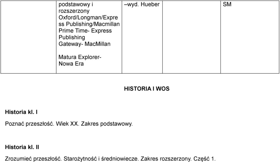 Hueber SM HISTORIA I WOS Historia kl. I Poznać przeszłość. Wiek XX.