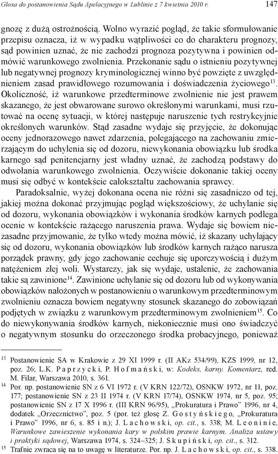 warunkowego zwolnienia.