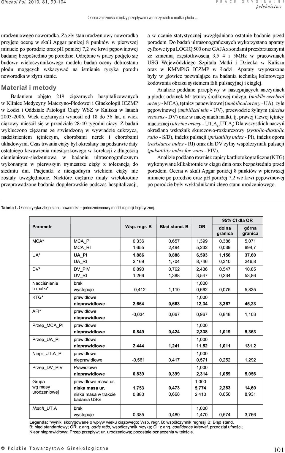 Odrębnie w pracy podjęto się budowy wieloczynnikowego modelu badań oceny dobrostanu płodu mogących wskazywać na istnienie ryzyka porodu noworodka w złym stanie.