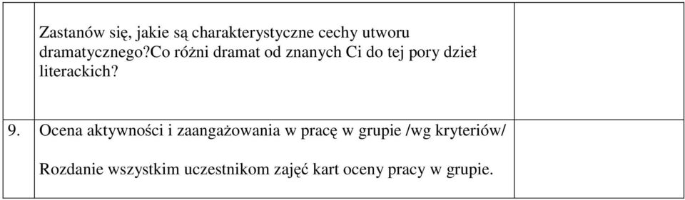 co różni dramat od znanych Ci do tej pory dzieł literackich? 9.