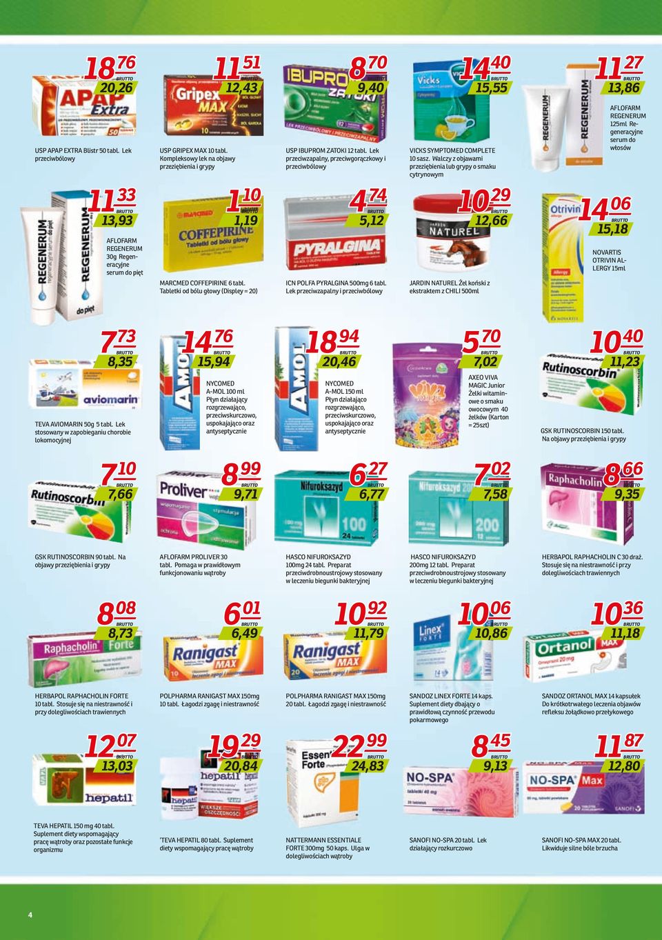 Lek przeciwzapalny, przeciwgorączkowy i przeciwbólowy 4 74 5,12 ICN POLFA PYRALGINA 500mg 6 tabl. Lek przeciwzapalny i przeciwbólowy VICKS SYMPTOMED COMPLETE 10 sasz.