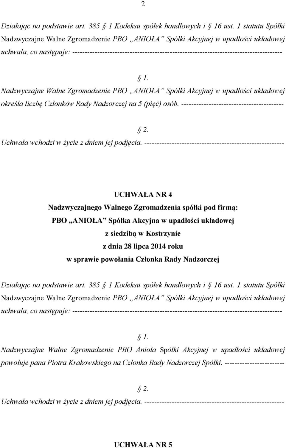 NR 4 powołuje pana Piotra Krakowskiego na Członka Rady
