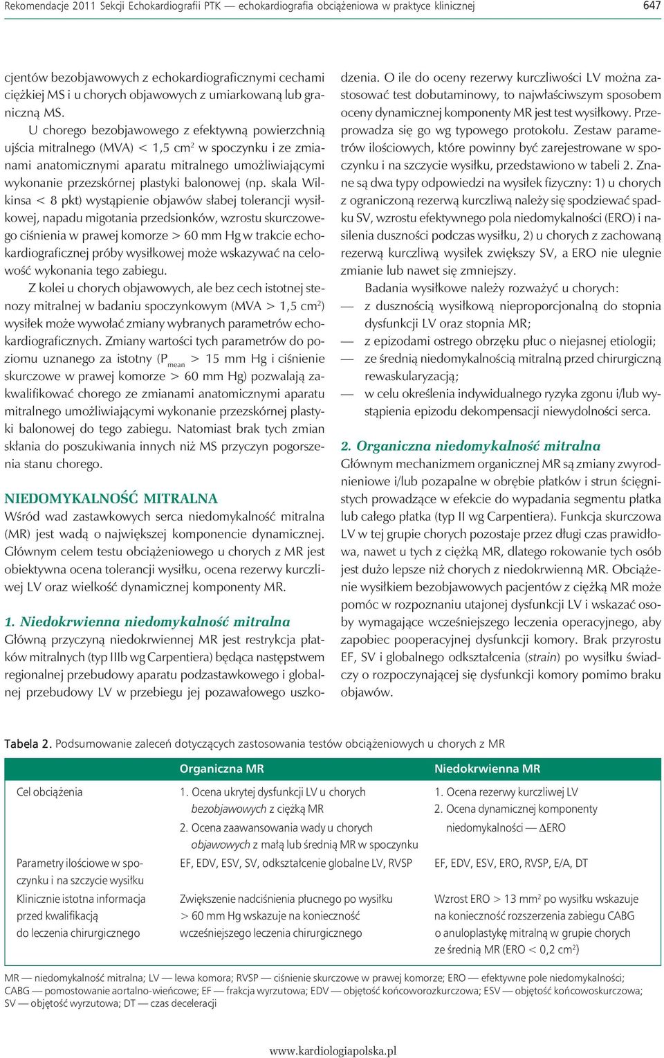 U chorego bezobjawowego z efektywną powierzchnią ujścia mitralnego (MVA) < 1,5 cm 2 w spoczynku i ze zmianami anatomicznymi aparatu mitralnego umożliwiającymi wykonanie przezskórnej plastyki