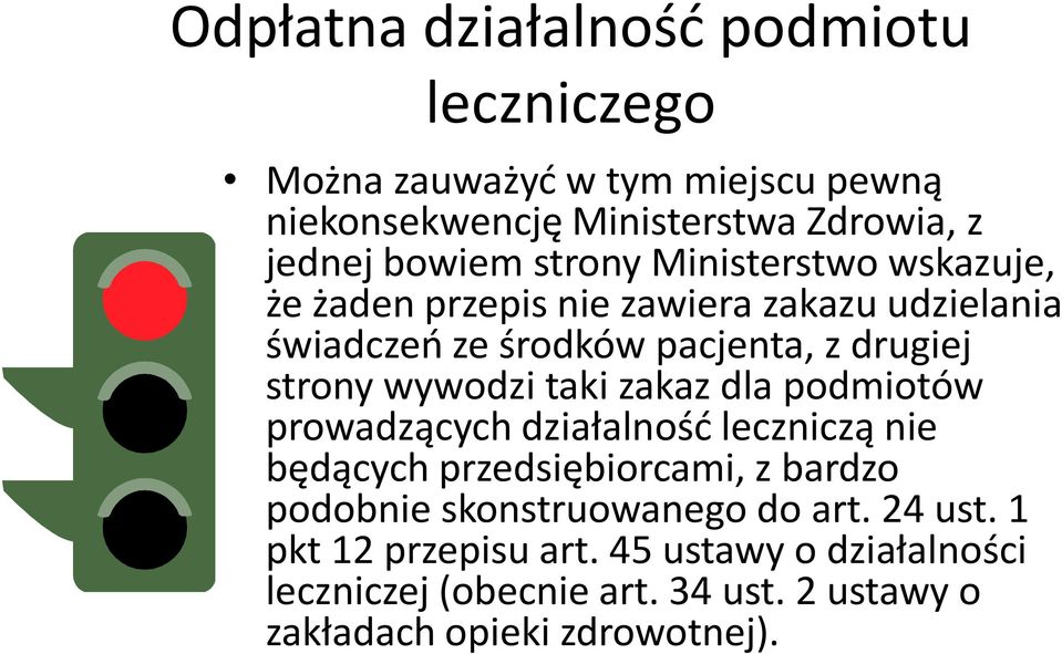 wywodzi taki zakaz dla podmiotów prowadzących działalnośd leczniczą nie będących przedsiębiorcami, z bardzo podobnie