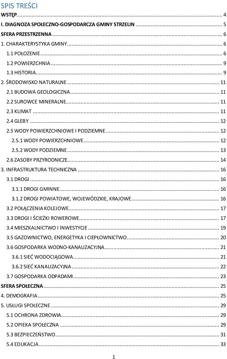 .. 13 2.6 ZASOBY PRZYRODNICZE... 14 3. INFRASTRUKTURA TECHNICZNA... 16 3.1 DROGI... 16 3.1.1 DROGI GMINNE... 16 3.1.2 DROGI POWIATOWE, WOJEWÓDZKIE, KRAJOWE... 16 3.2 POŁĄCZENIA KOLEJOWE... 17 3.