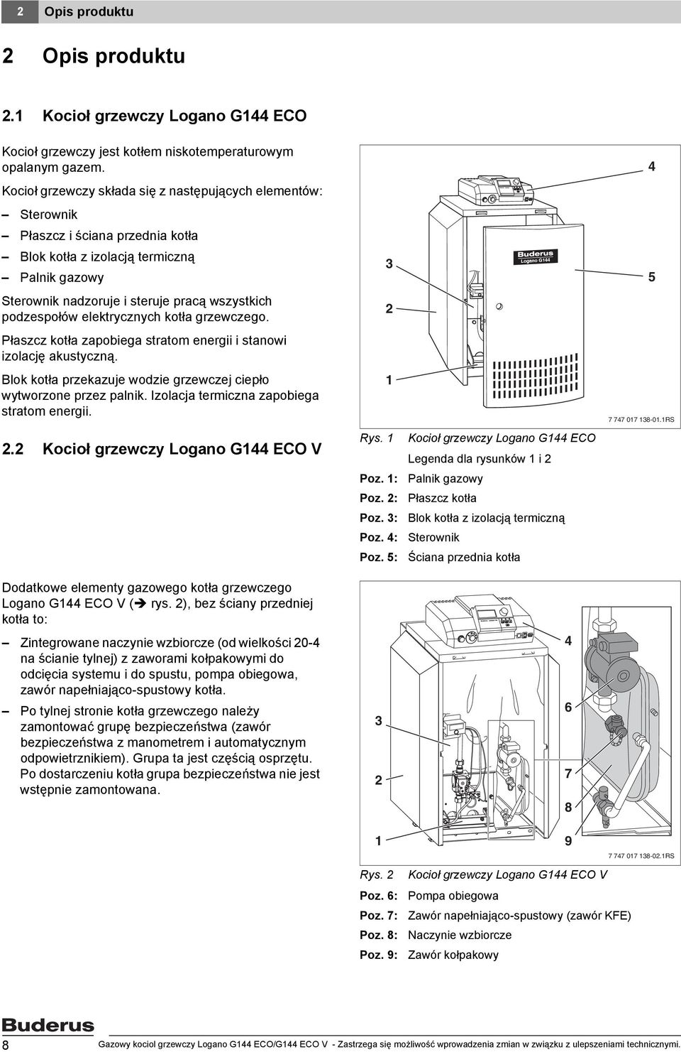 podzespołów elektrycznych kotła grzewczego. Płaszcz kotła zapobiega stratom energii i stanowi izolację akustyczną. Blok kotła przekazuje wodzie grzewczej ciepło wytworzone przez palnik.