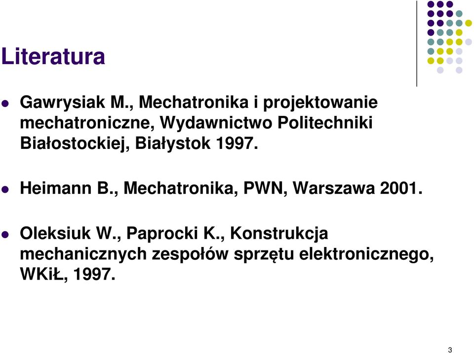 Politechniki Białostockiej, Białystok 1997. Heimann B.