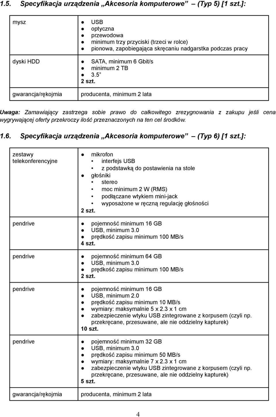 Uwaga: Zamawiający zastrzega sobie prawo do całkowitego zrezygnowania z zakupu jeśli cena wygrywającej oferty przekroczy ilość przeznaczonych na ten cel środków. 1.6.