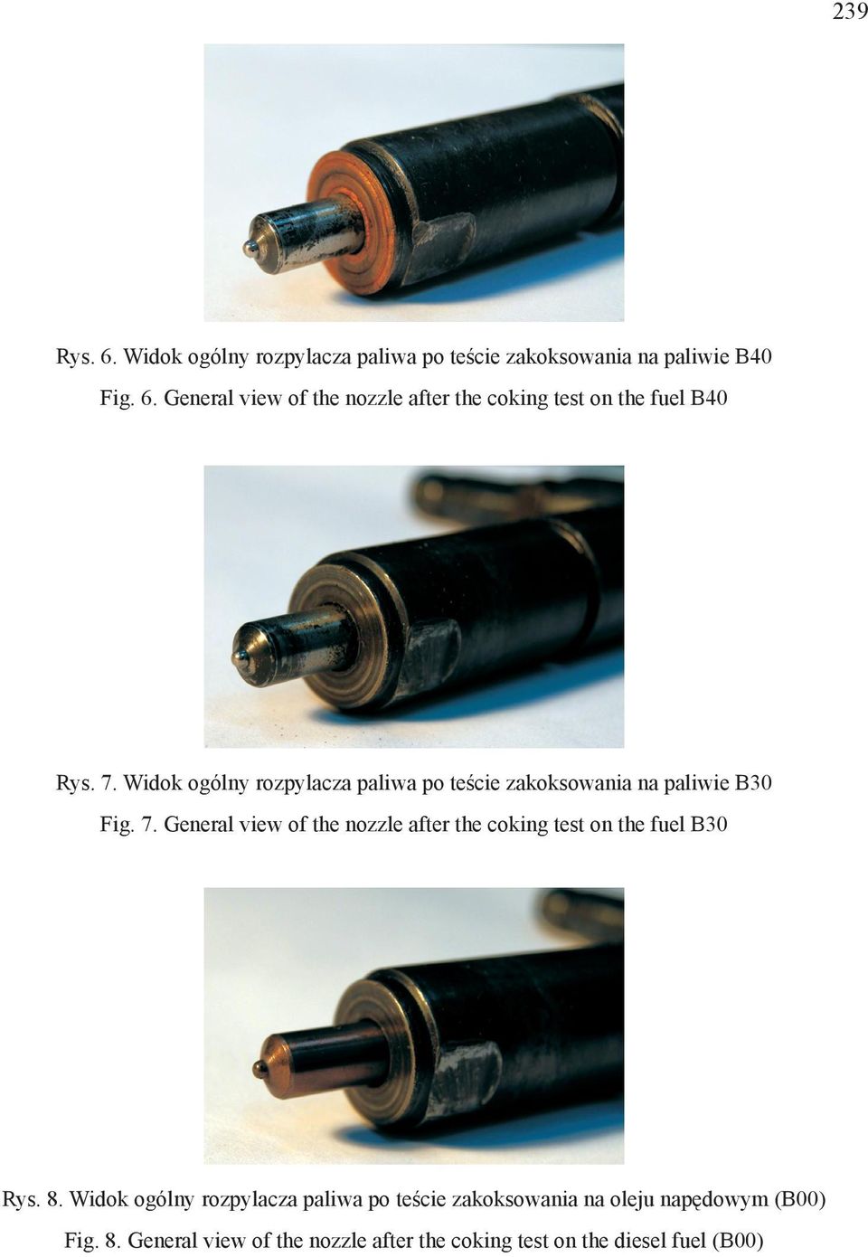 General view of the nozzle after the coking test on the fuel B30 Rys. 8.