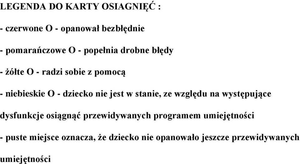 stanie, ze względu na występujące dysfunkcje osiągnąć przewidywanych programem