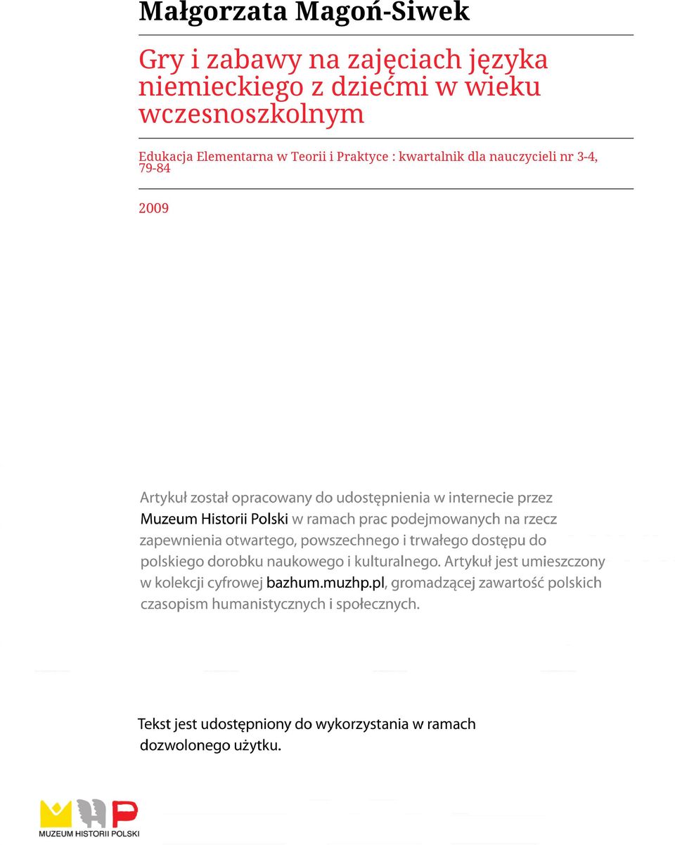 wczesnoszkolnym Edukacja Elementarna w Teorii i