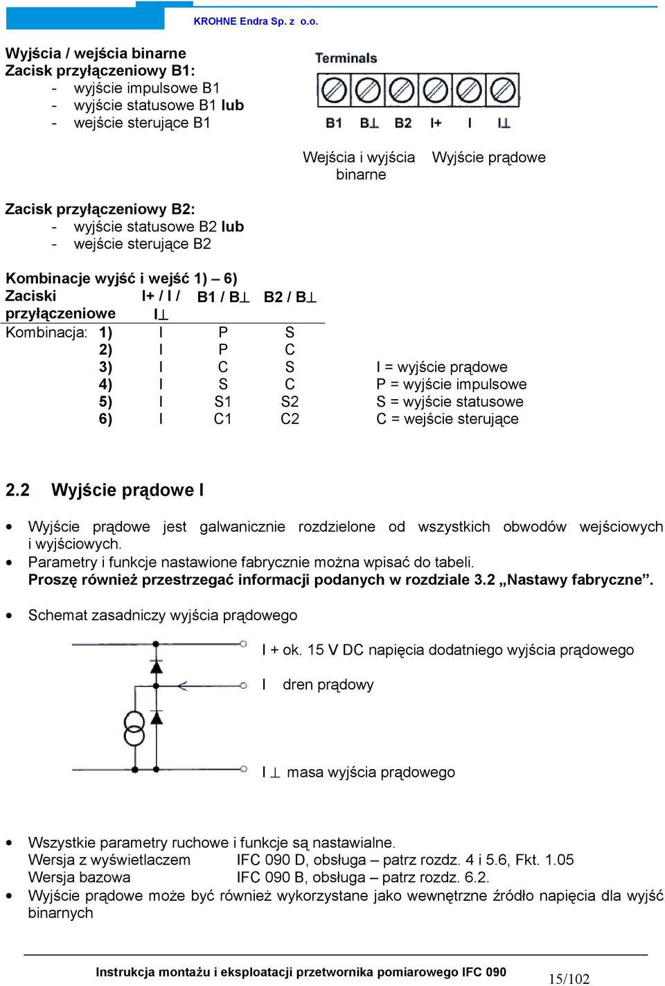 e B1 - wyjście statusow