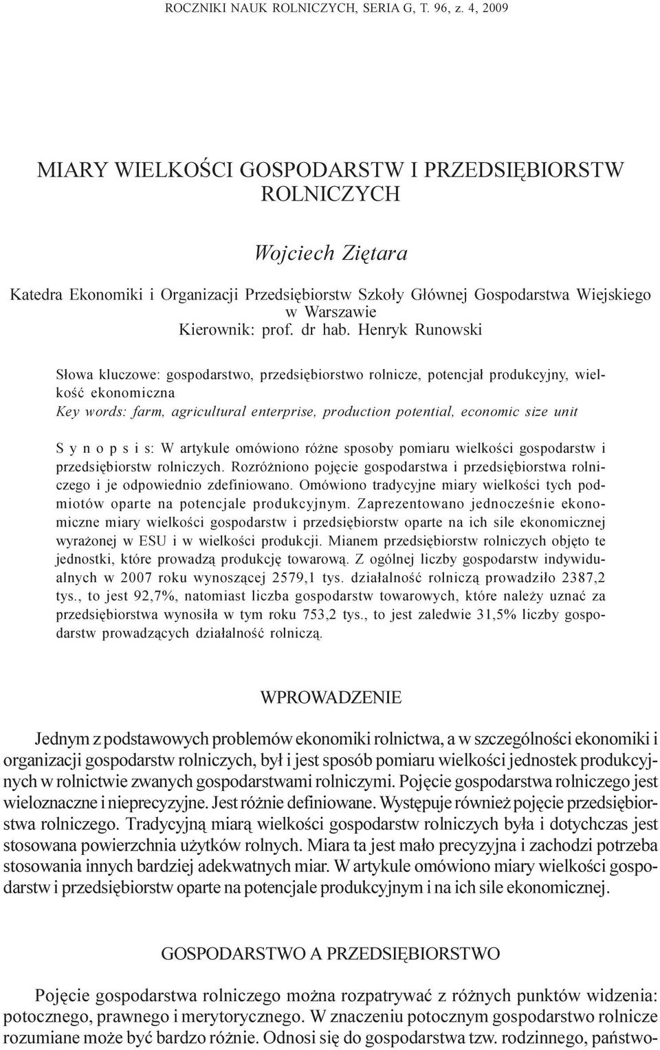 Kierownik: prof. dr hab.