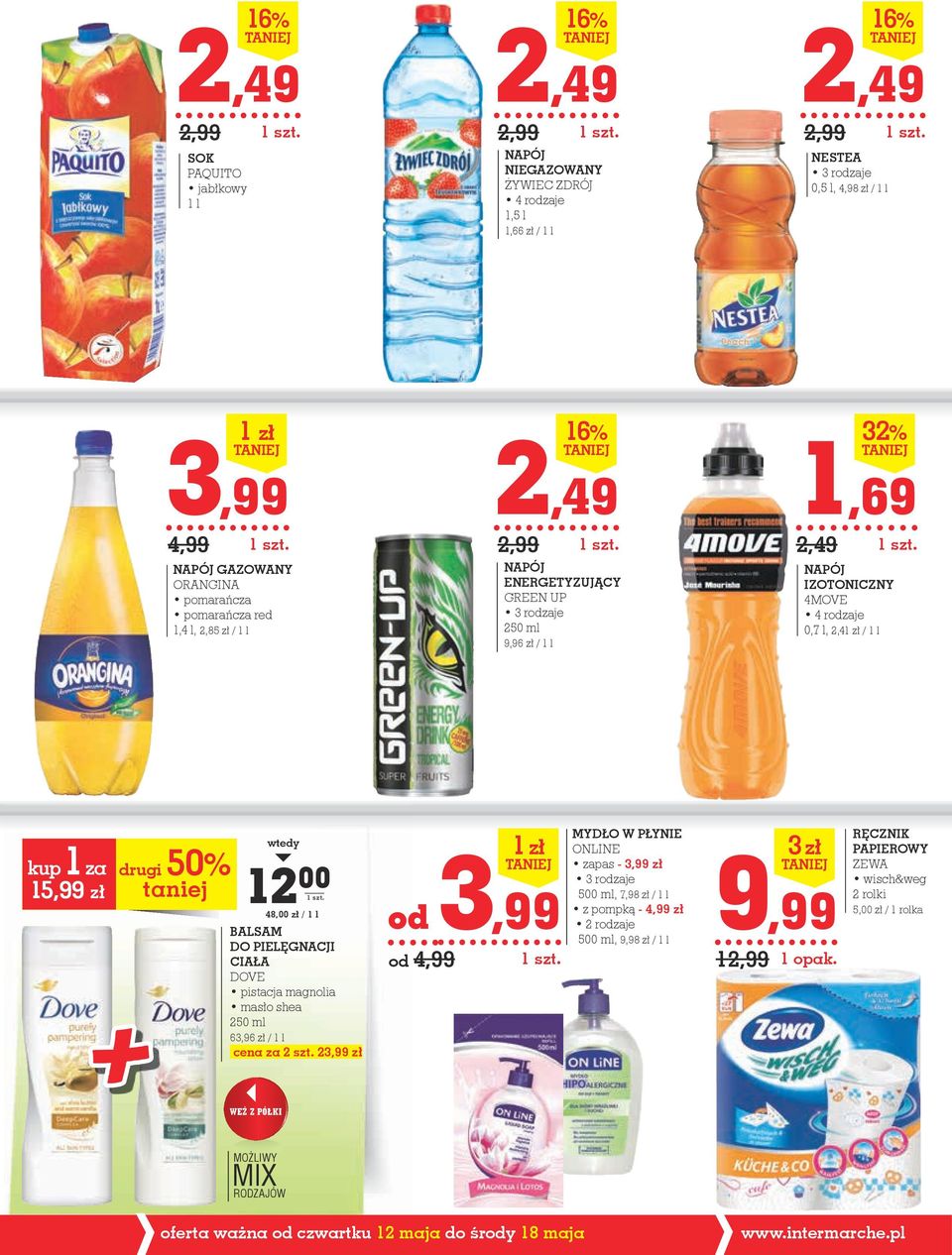 drugi 50% 15,99 zł taniej 12 00 48,00 zł / 1 l BALSAM DO PIELĘGNACJI CIAŁA DOVE pistacja magnolia masło shea 250 ml 63,96 zł / 1 l cena za 2 szt.