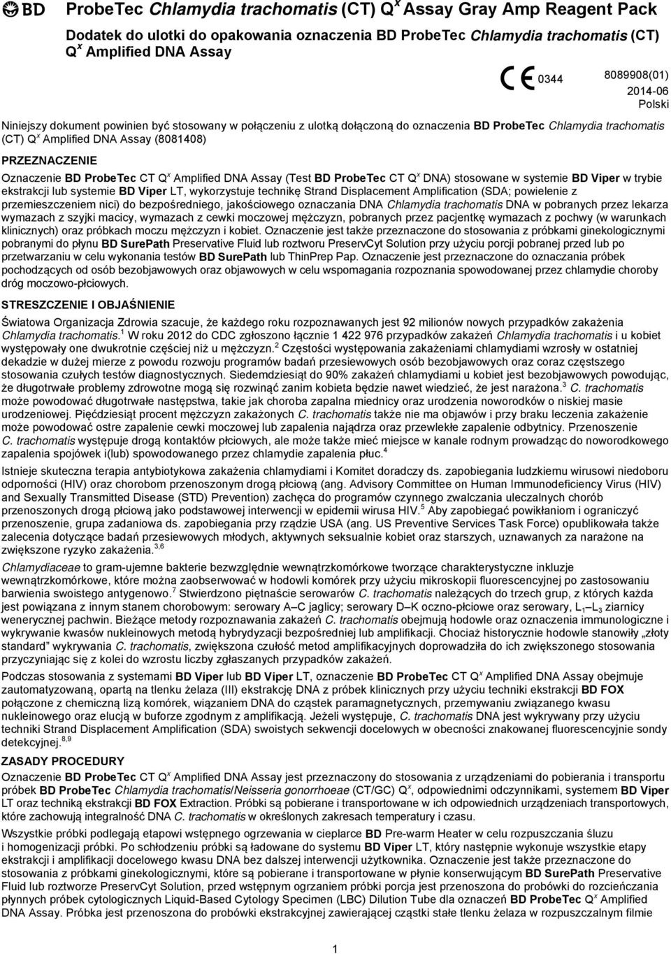 ProbeTec CT Q x Amplified DNA Assay (Test BD ProbeTec CT Q x DNA) stosowane w systemie BD Viper w trybie ekstrakcji lub systemie BD Viper LT, wykorzystuje technikę Strand Displacement Amplification