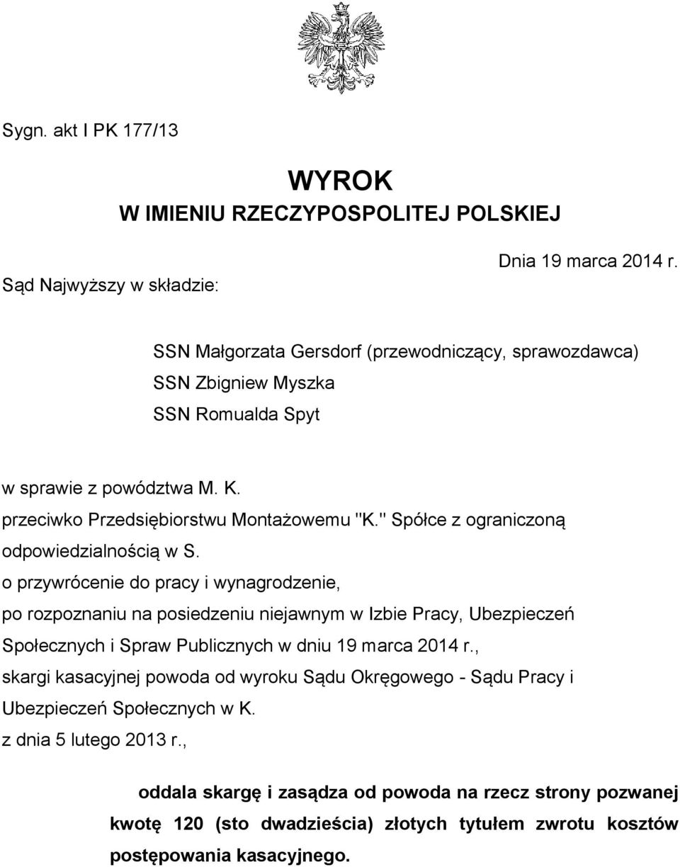 " Spółce z ograniczoną odpowiedzialnością w S.