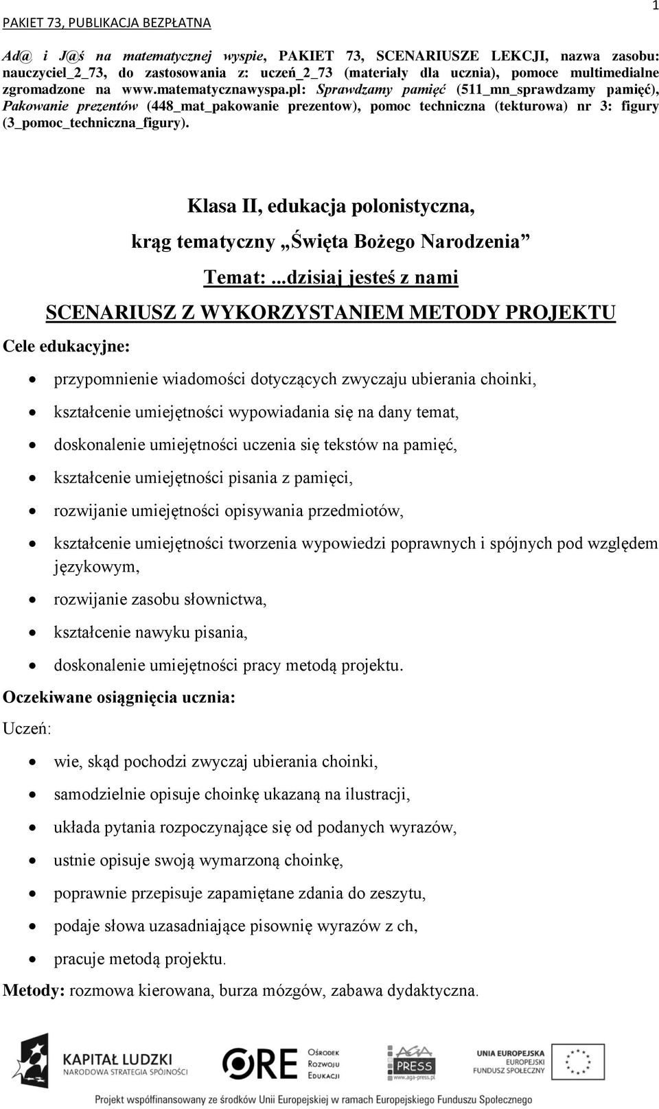 Klasa II, edukacja polonistyczna, Temat:.