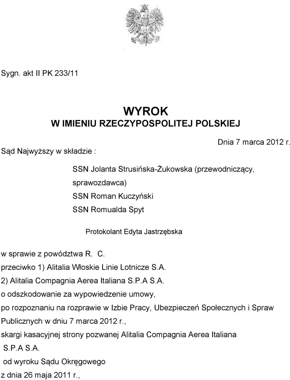 przeciwko 1) Al