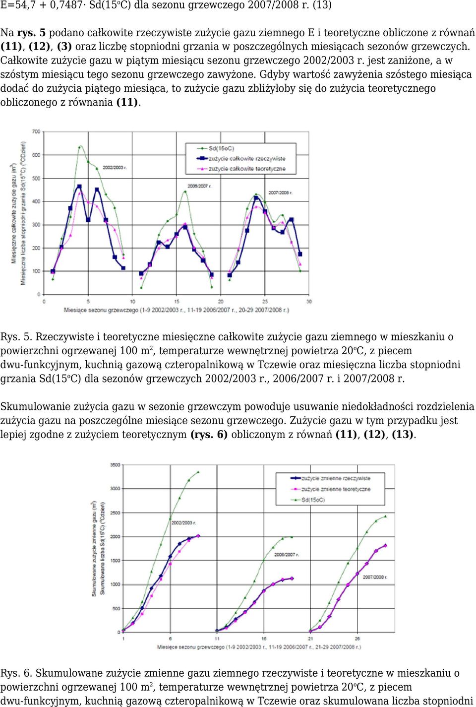 Całkowite zużycie gazu w piątym miesiącu sezonu grzewczego 2002/2003 r. jest zaniżone, a w szóstym miesiącu tego sezonu grzewczego zawyżone.