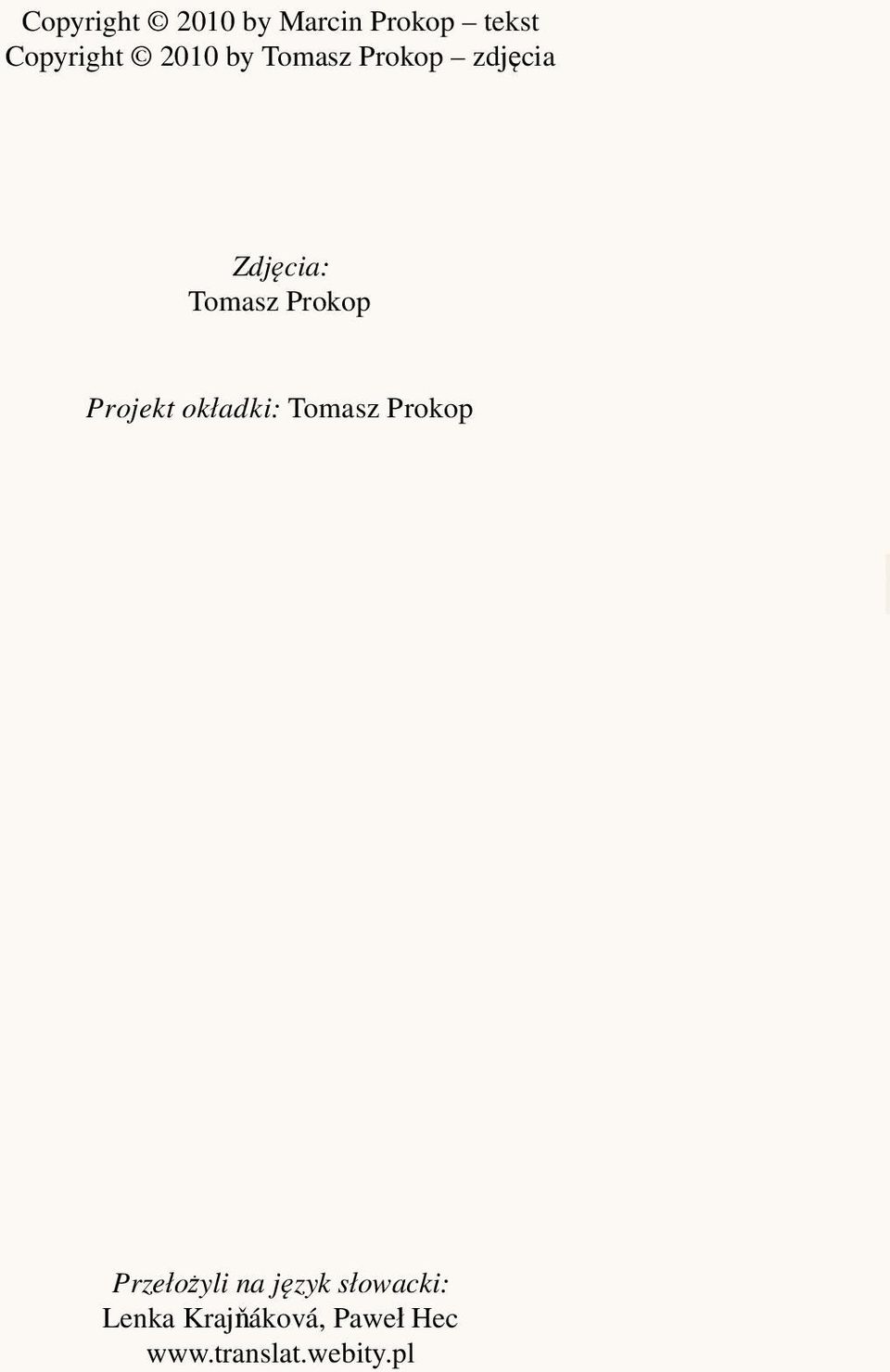 Projekt okładki: Tomasz Prokop Przełożyli na język