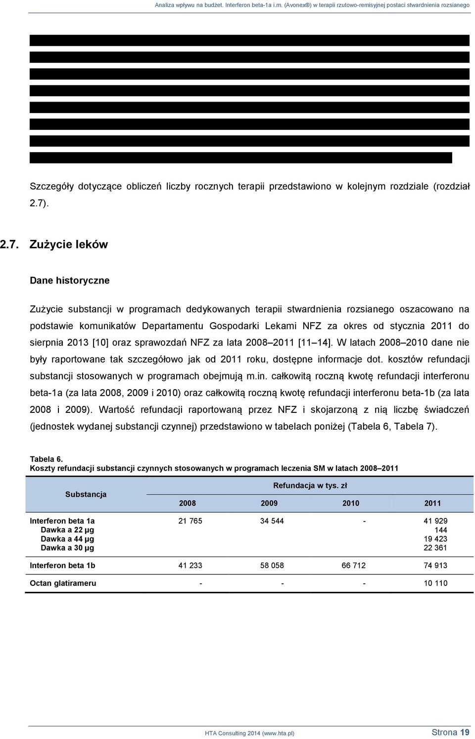 Zużycie leków Dane historyczne Zużycie substancji w programach dedykowanych terapii stwardnienia rozsianego oszacowano na podstawie komunikatów Departamentu Gospodarki Lekami NFZ za okres od stycznia