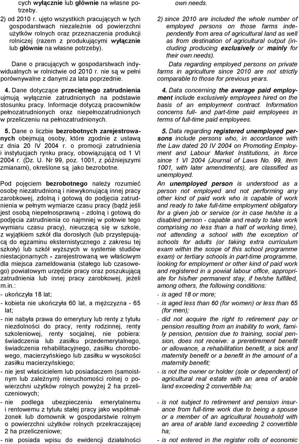 Dane o pracujących w gospodarstwach indywidualnych w rolnictwie od 2010 r. nie są w pełni porównywalne z danymi za lata poprzednie. 4.