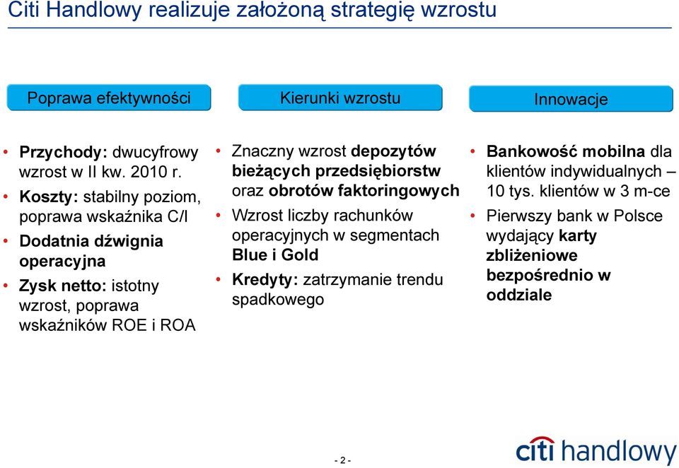 depozytów bieżących przedsiębiorstw oraz obrotów faktoringowych Wzrost liczby rachunków operacyjnych w segmentach Blue i Gold Kredyty: zatrzymanie
