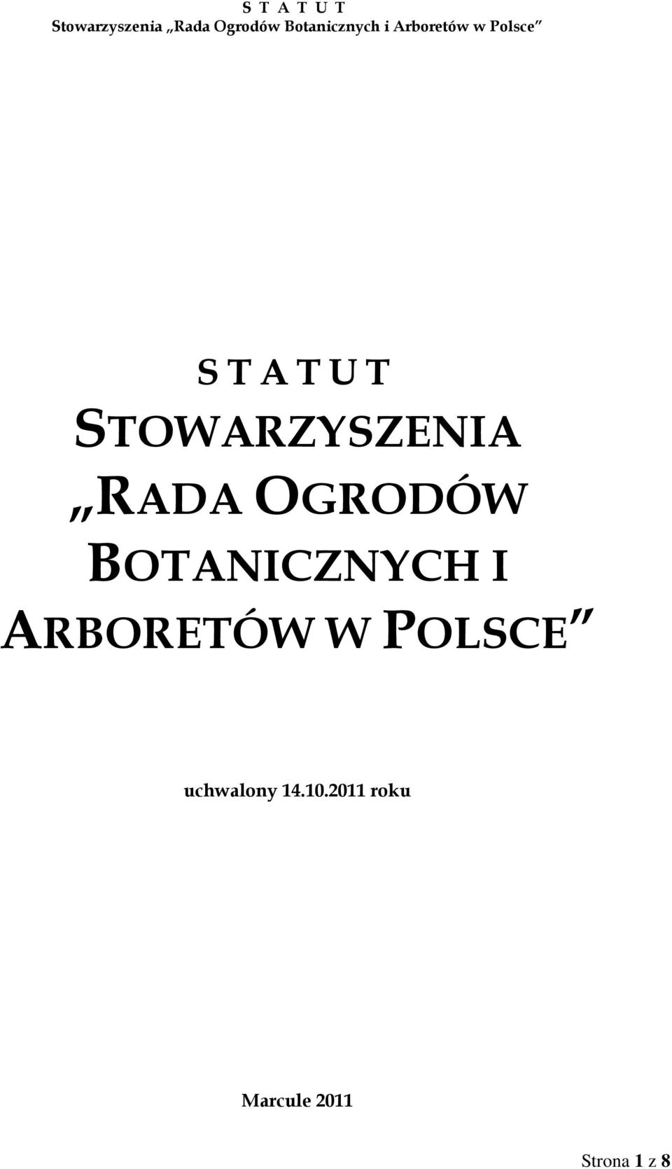 ARBORETÓW W POLSCE uchwalony 14.