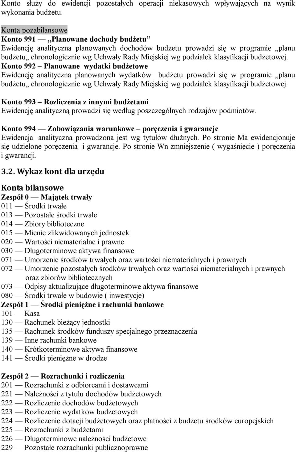 podziałek klasyfikacji budżetowej.