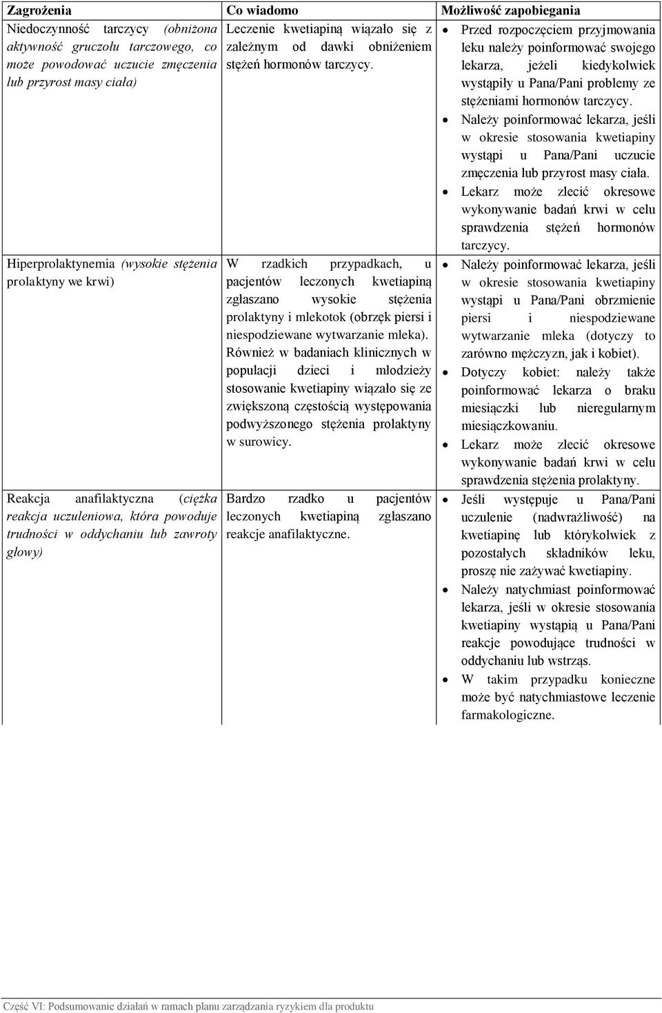 w okresie stosowania kwetiapiny wystąpi u Pana/Pani uczucie zmęczenia lub przyrost masy ciała. sprawdzenia stężeń hormonów tarczycy.