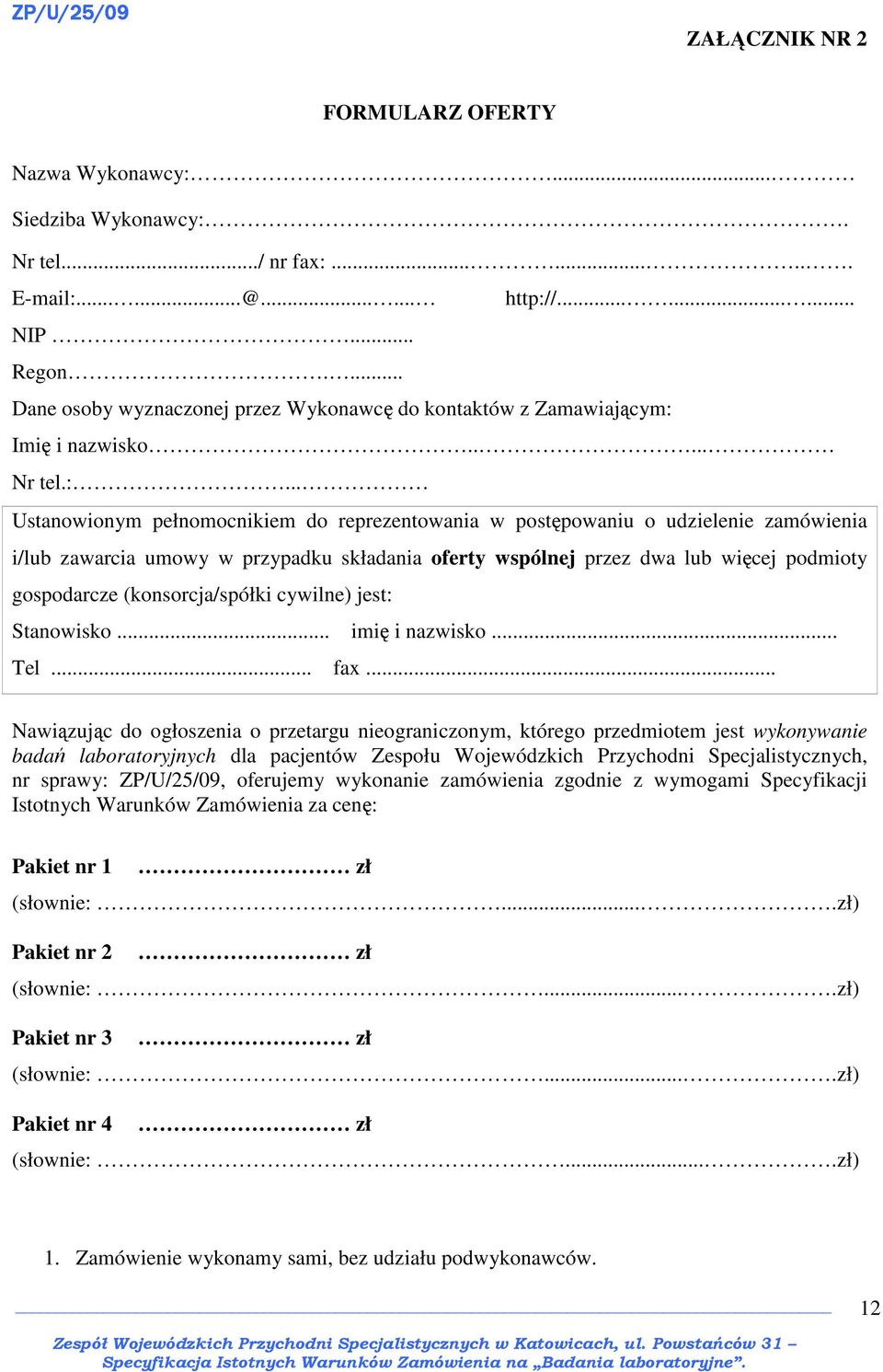 Imię i nazwisko..... Nr tel.:.