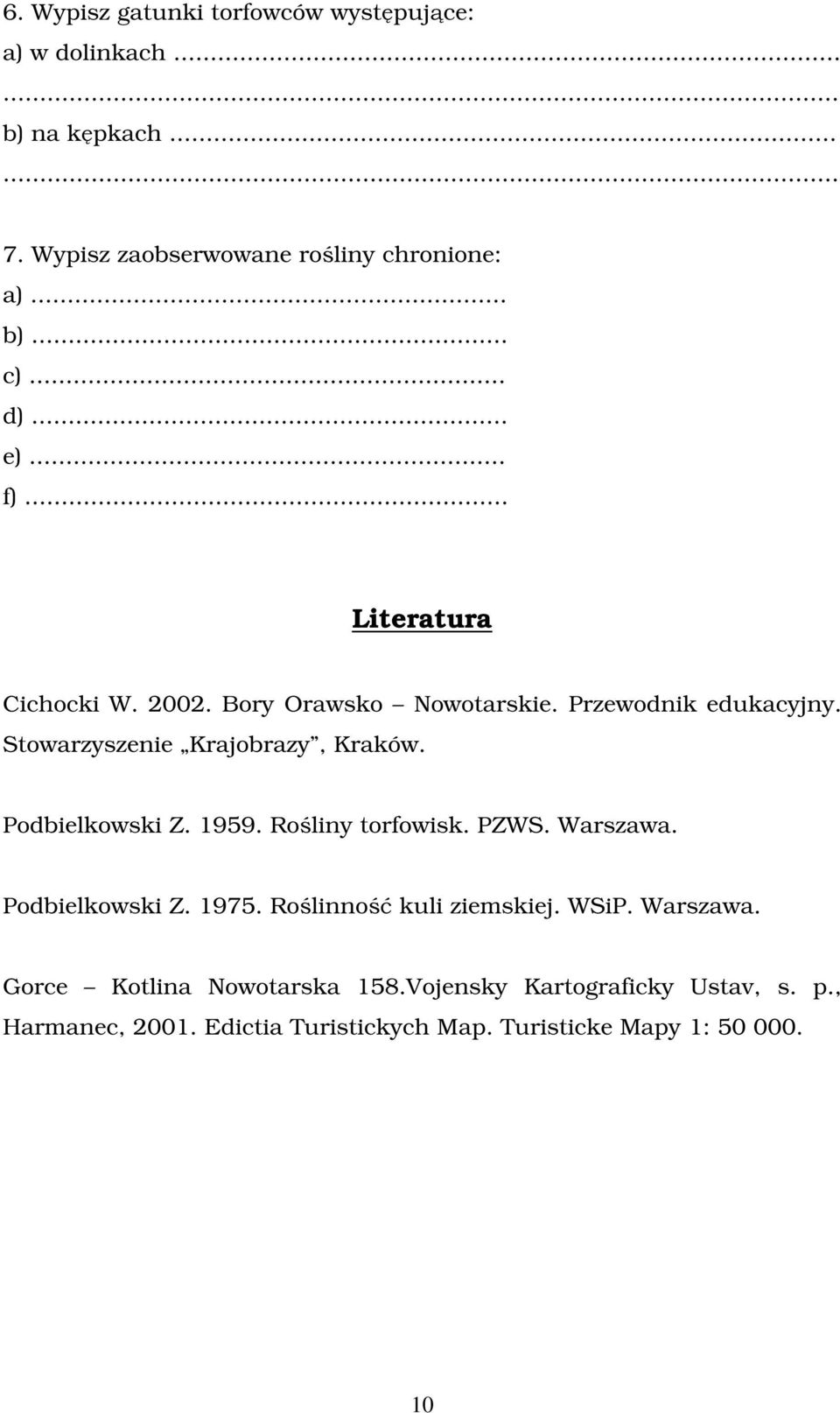 Podbielkowski Z. 1959. Rośliny torfowisk. PZWS. Warszawa. Podbielkowski Z. 1975. Roślinność kuli ziemskiej. WSiP. Warszawa. Gorce Kotlina Nowotarska 158.