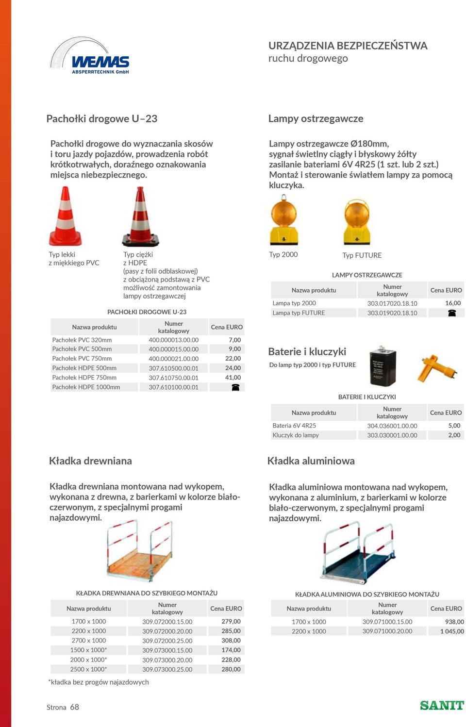 Typ lekki z miękkiego PVC Typ ciężki z HDPE (pasy z folii odblaskowej) z obciążoną podstawą z PVC możliwość zamontowania lampy ostrzegawczej PACHOŁKI DROGOWE U-23 Pachołek PVC 320mm 400.