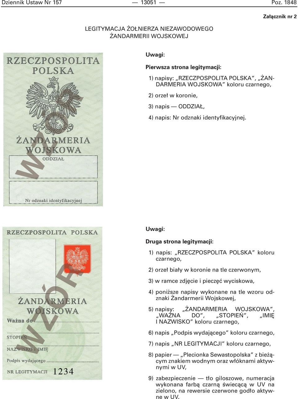 napis ODDZIA, 4) napis: Nr odznaki identyfikacyjnej.