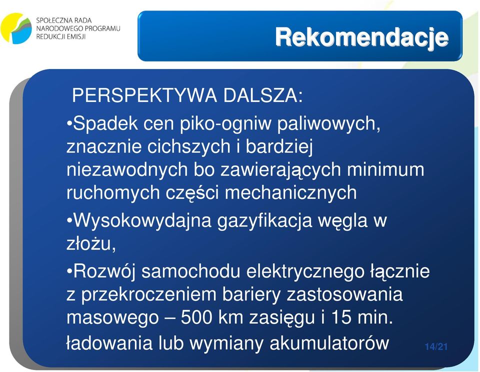 Wysokowydajna gazyfikacja węgla w złożu, Rozwój samochodu elektrycznego łącznie z