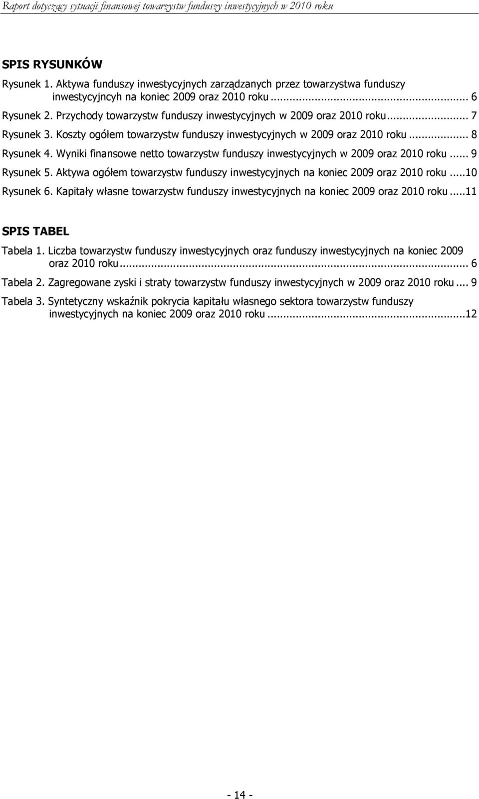 Wyniki finansowe netto towarzystw funduszy inwestycyjnych w 2009 oraz 2010 roku... 9 Rysunek 5. Aktywa ogółem towarzystw funduszy inwestycyjnych na koniec 2009 oraz 2010 roku...10 Rysunek 6.