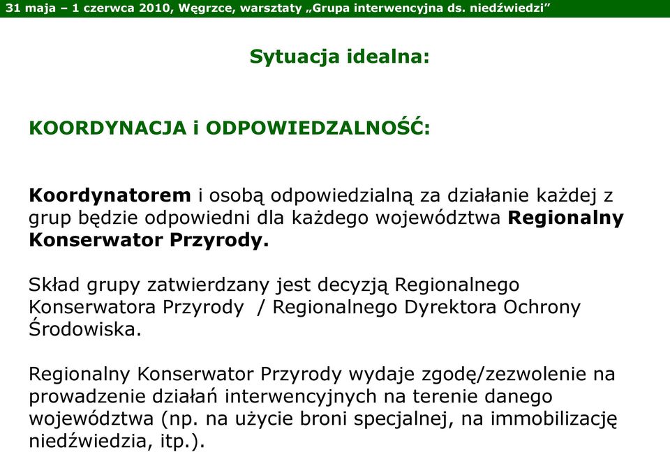 Skład grupy zatwierdzany jest decyzją Regionalnego Konserwatora Przyrody / Regionalnego Dyrektora Ochrony Środowiska.