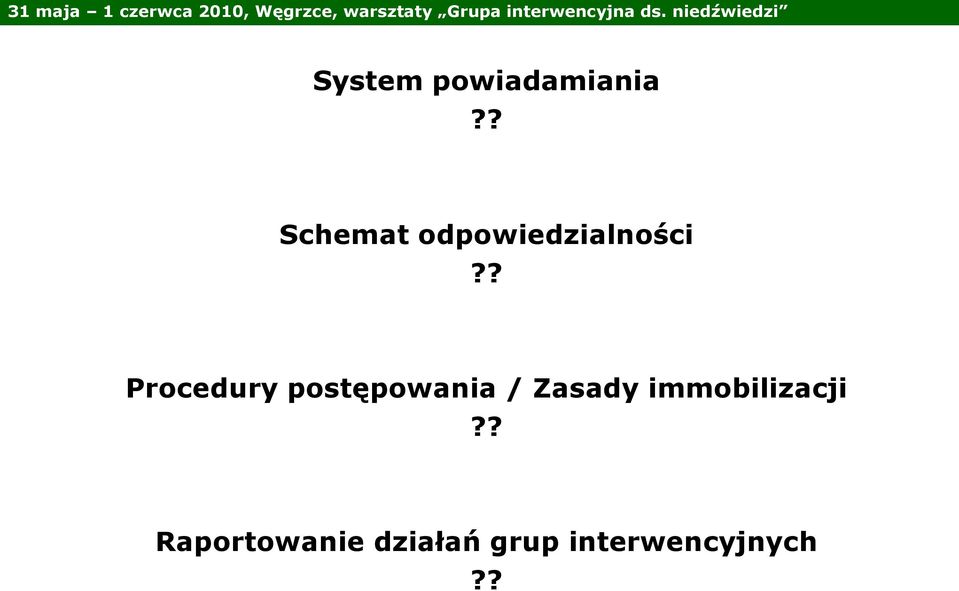 ? Procedury postępowania / Zasady