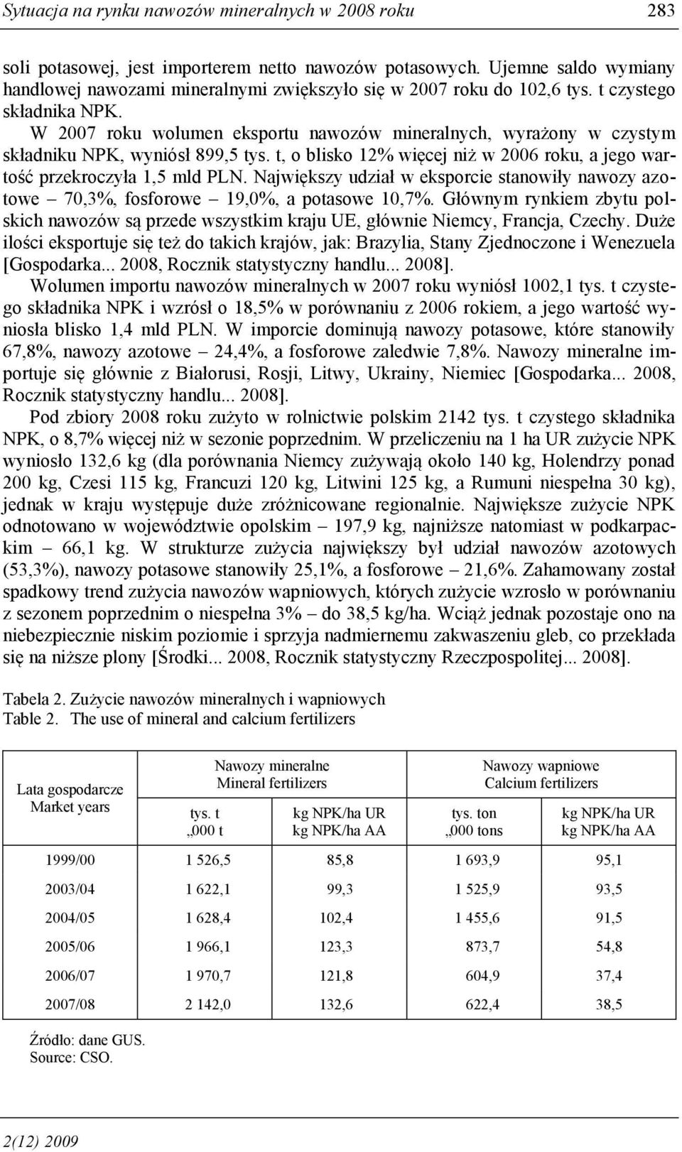 W 2007 roku wolumen eksportu nawozów mineralnych, wyrażony w czystym składniku NPK, wyniósł 899,5 tys. t, o blisko 12% więcej niż w 2006 roku, a jego wartość przekroczyła 1,5 mld PLN.