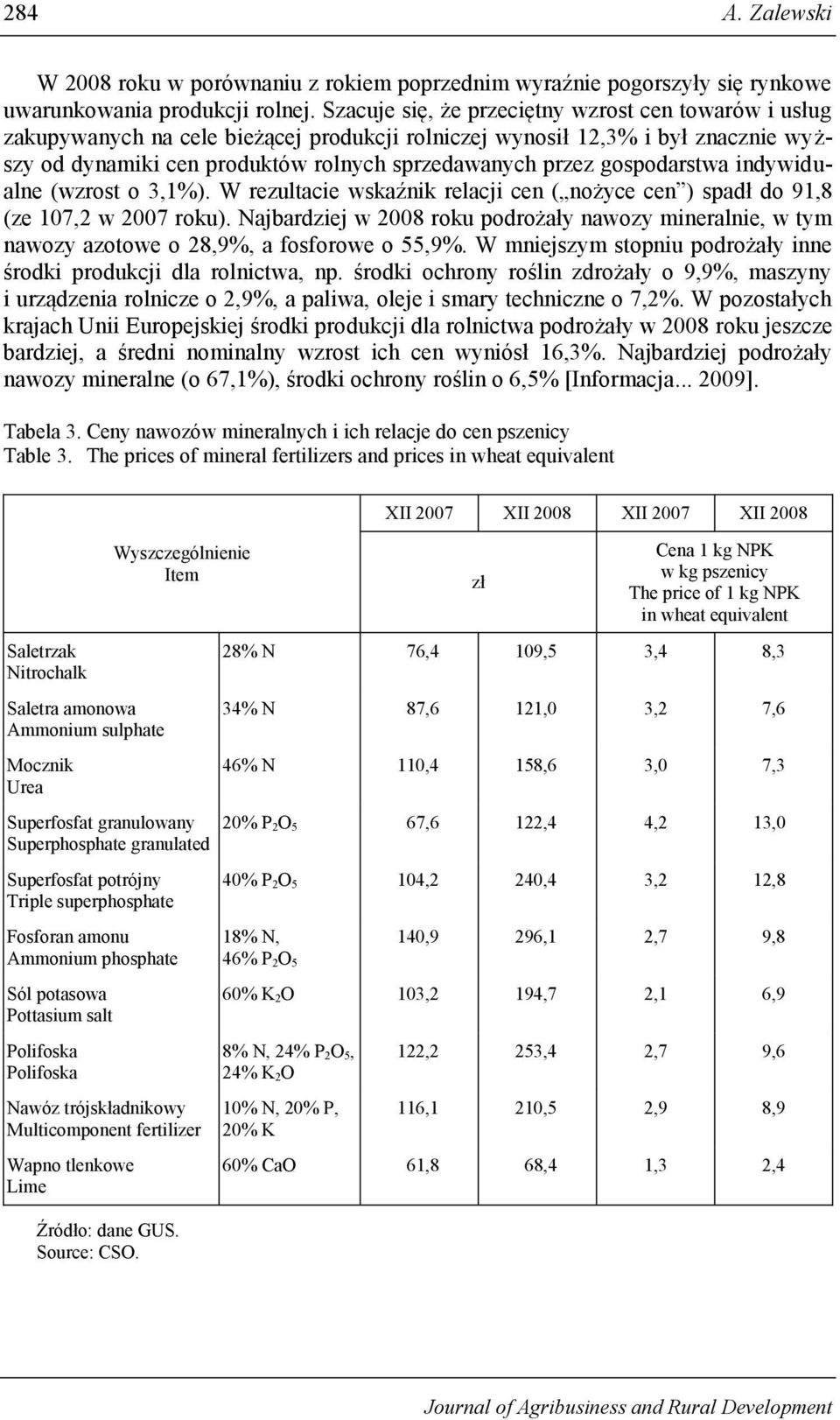 gospodarstwa indywidualne (wzrost o 3,1%). W rezultacie wskaźnik relacji cen ( nożyce cen ) spadł do 91,8 (ze 107,2 w 2007 roku).