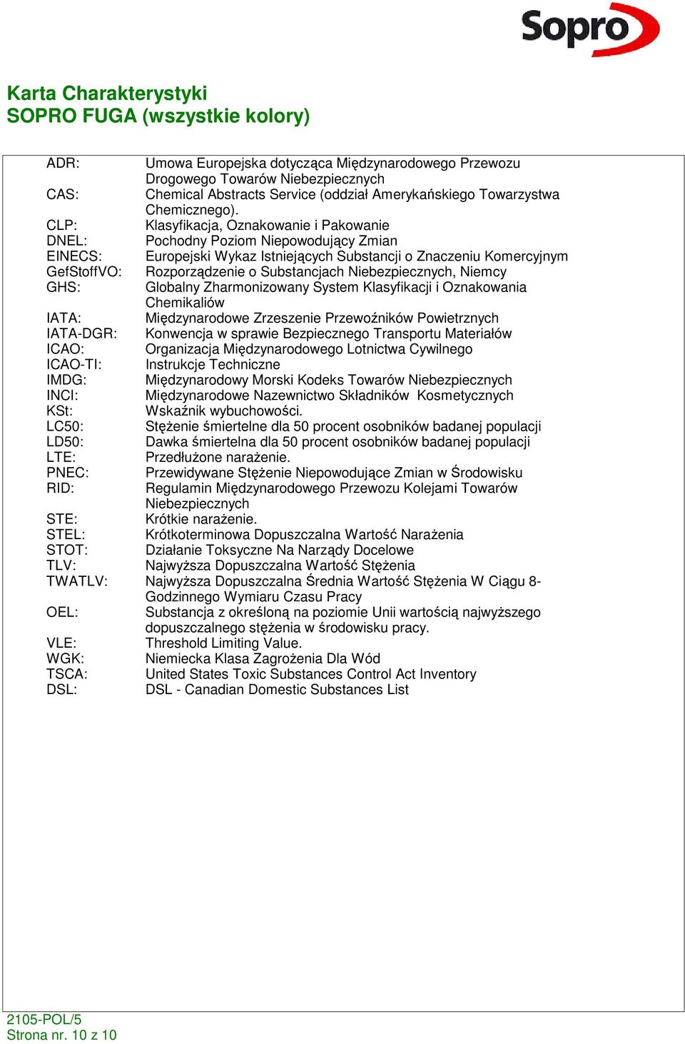Niebezpiecznych, Niemcy GHS: Globalny Zharmonizowany System Klasyfikacji i Oznakowania Chemikaliów IATA: Międzynarodowe Zrzeszenie Przewoźników Powietrznych IATA-DGR: Konwencja w sprawie Bezpiecznego