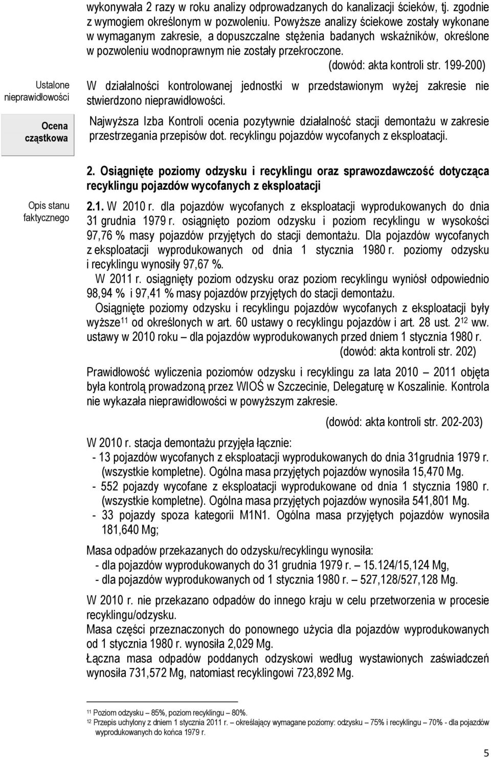 199-200) W działalności kontrolowanej jednostki w przedstawionym wyŝej zakresie nie stwierdzono nieprawidłowości.
